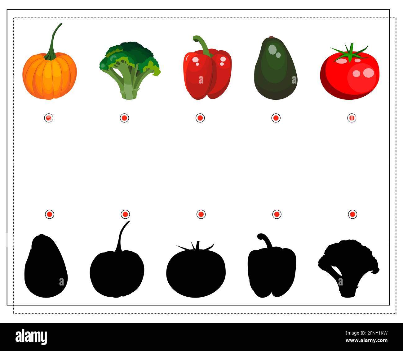 puzzle game for kids find the right shade, vegetables ...