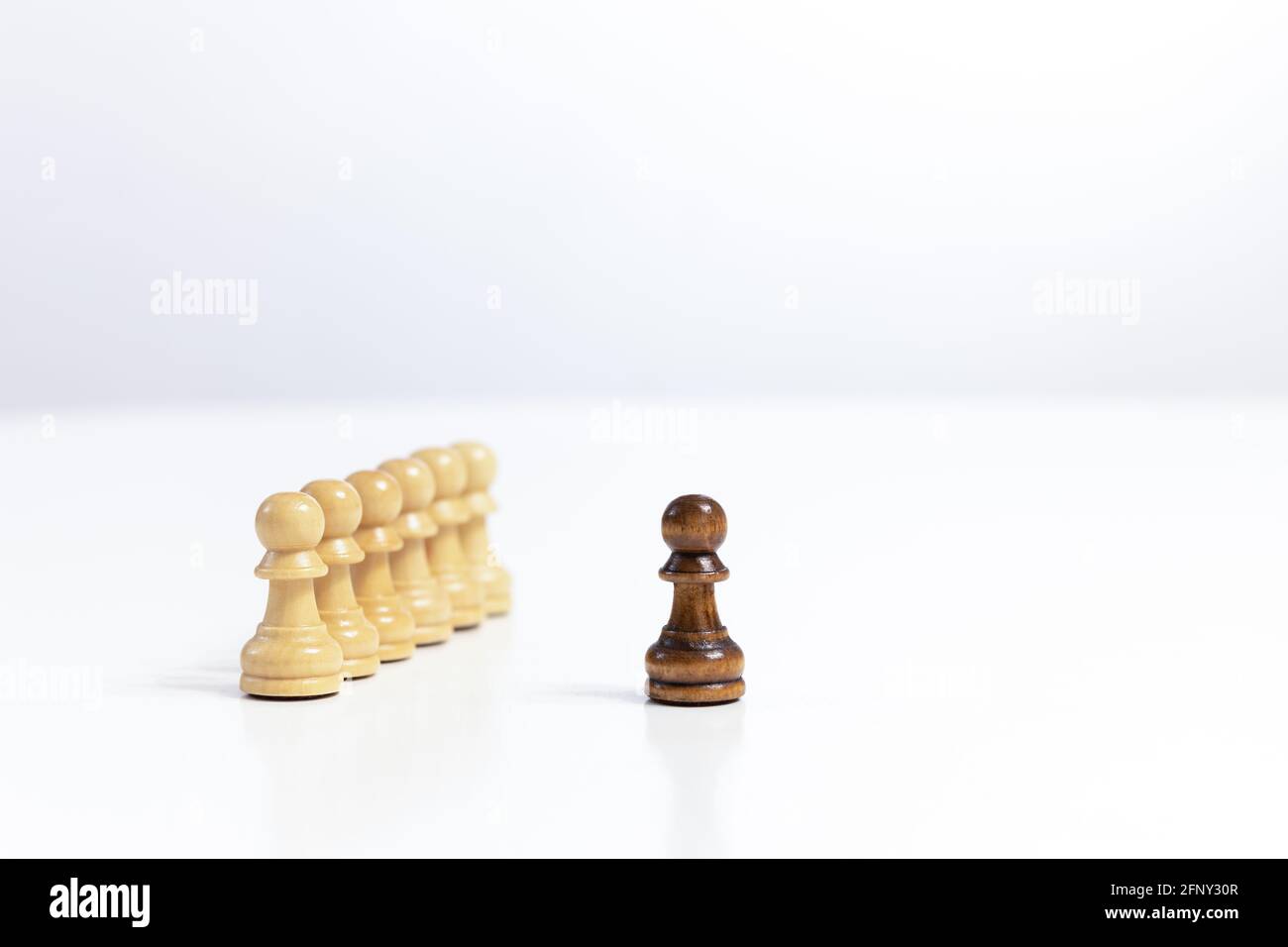 Chess piece strategy planning and competition leader and success business competition concept copy space for text Stock Photo