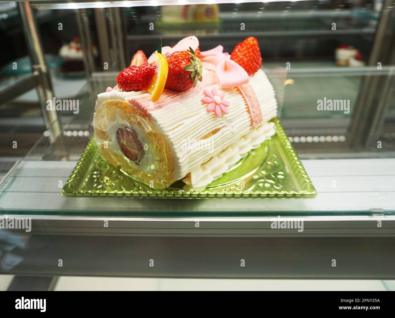 Strawberry Sweet Cake in the Bakery Shop Stock Photo - Alamy
