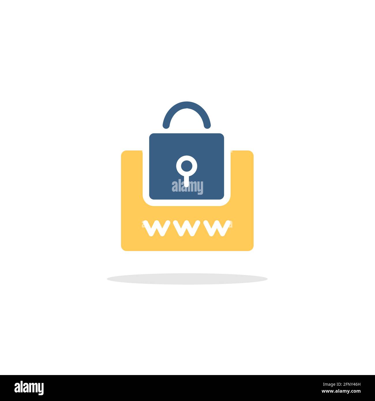 Secure web navigation. Security padlock. Internet concept. Color icon with shadow. Commerce glyph vector illustration Stock Vector