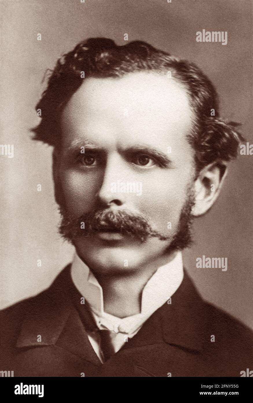 Professor Henry Drummond FRSE LLD FGS (1851– 1897) was a Scottish evangelist, biologist, writer and lecturer. Drummond wrote 'The Greatest Thing in the World,' 'Natural Law in the Spiritual World,' and 'The Ascent of Man.' Drummond was an early proponent for theistic evolution. Stock Photo