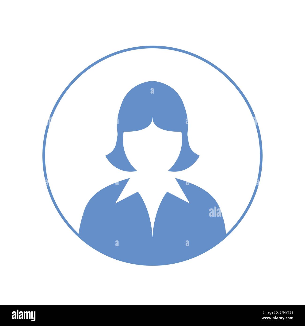 Female head icon silhouette. Female avatar profile sign, face silhouette stock vector Stock Vector