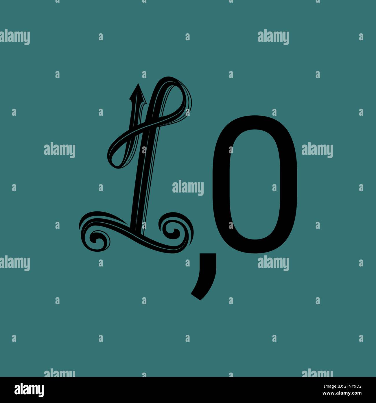 Vector beautiful one in monogram style. Digital art Stock Vector