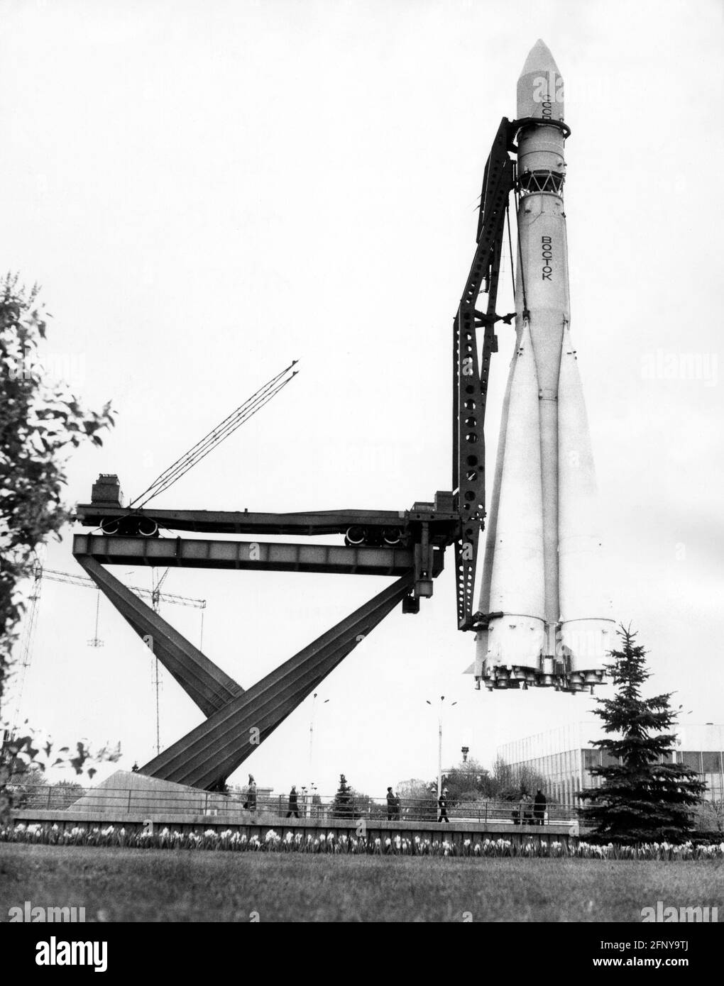 astronautics, Vostok 1, USSR, skyrocket 'Vostok' with Juri Gagarin booster rocket, exhibition area, ADDITIONAL-RIGHTS-CLEARANCE-INFO-NOT-AVAILABLE Stock Photo