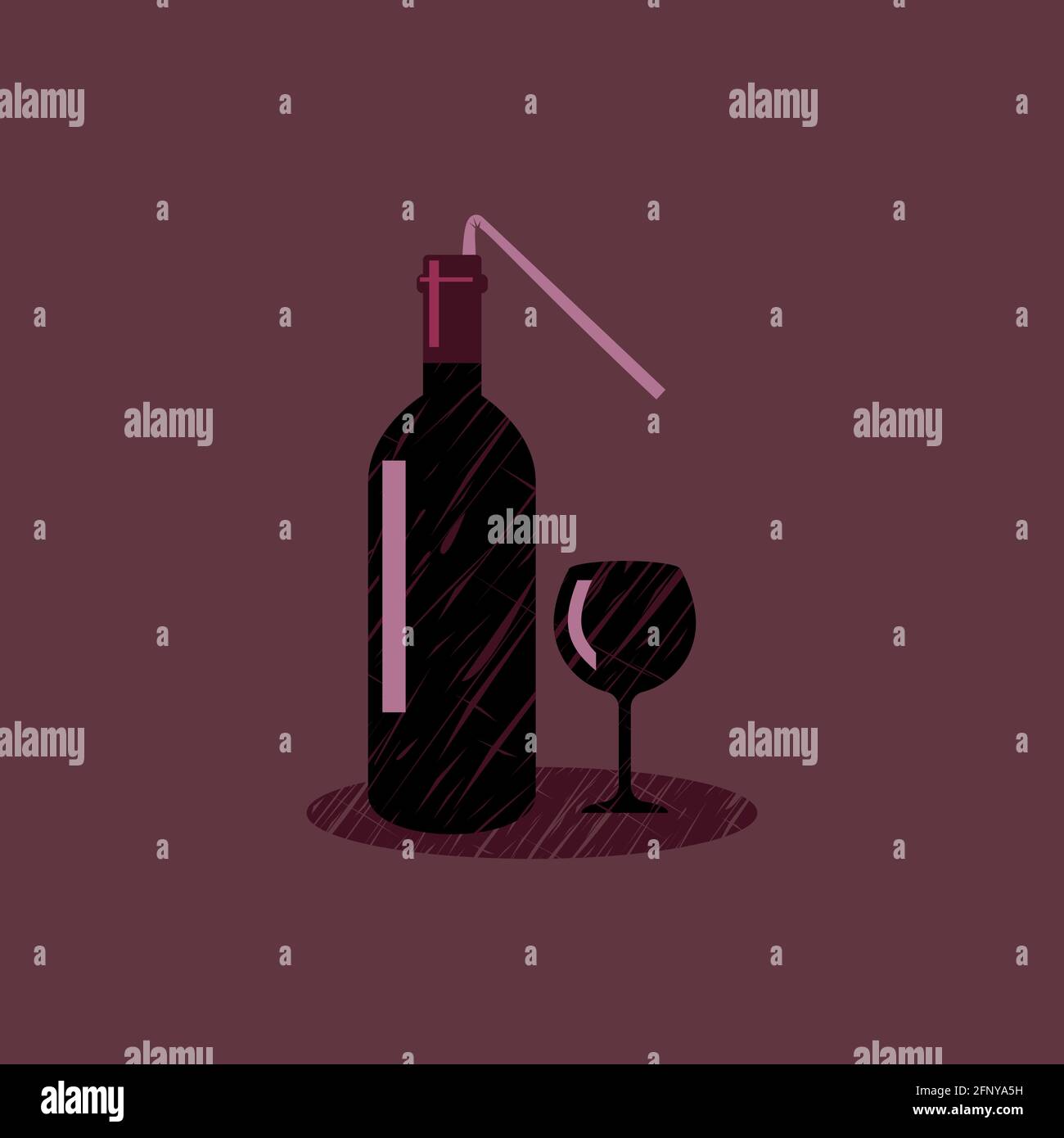 Vector wine straw in flat style. Digital art Stock Vector