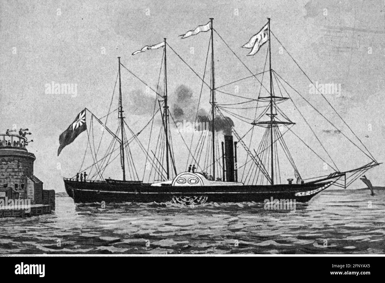 transport / transportation, navigation, steamship, paddle steamer 'Great Western', built 1836 - 1838, ADDITIONAL-RIGHTS-CLEARANCE-INFO-NOT-AVAILABLE Stock Photo