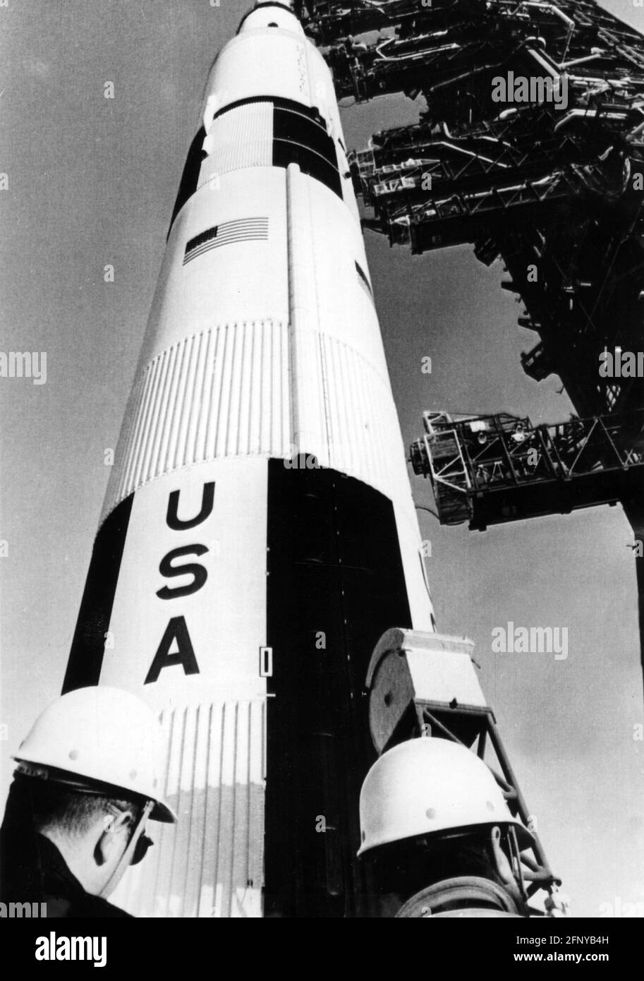 astronautics, missions, USA, Apollo 13, booster rocket Saturn V,  Cape Kennedy, 1960s, ADDITIONAL-RIGHTS-CLEARANCE-INFO-NOT-AVAILABLE Stock Photo