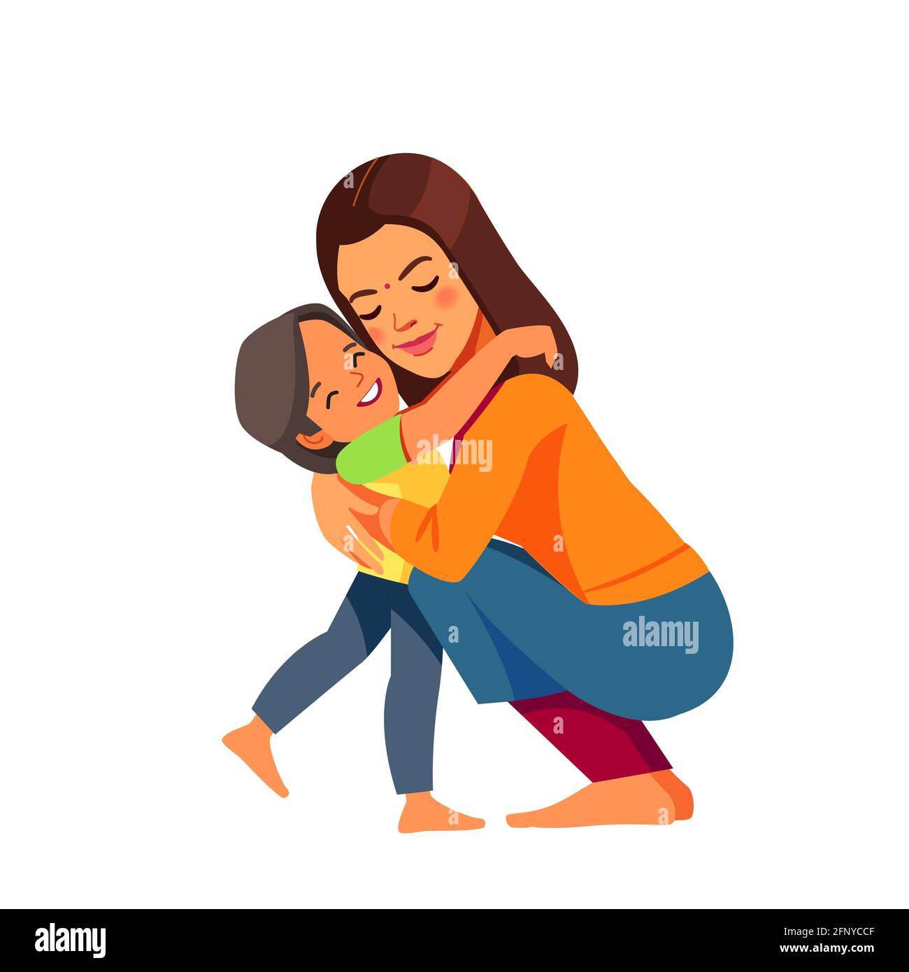 Indian woman Mother and child. Mom hugging her son with a lot of love and  tenderness. Mother's day, holiday concept. Cartoon flat isolated vector  Stock Vector Image & Art - Alamy