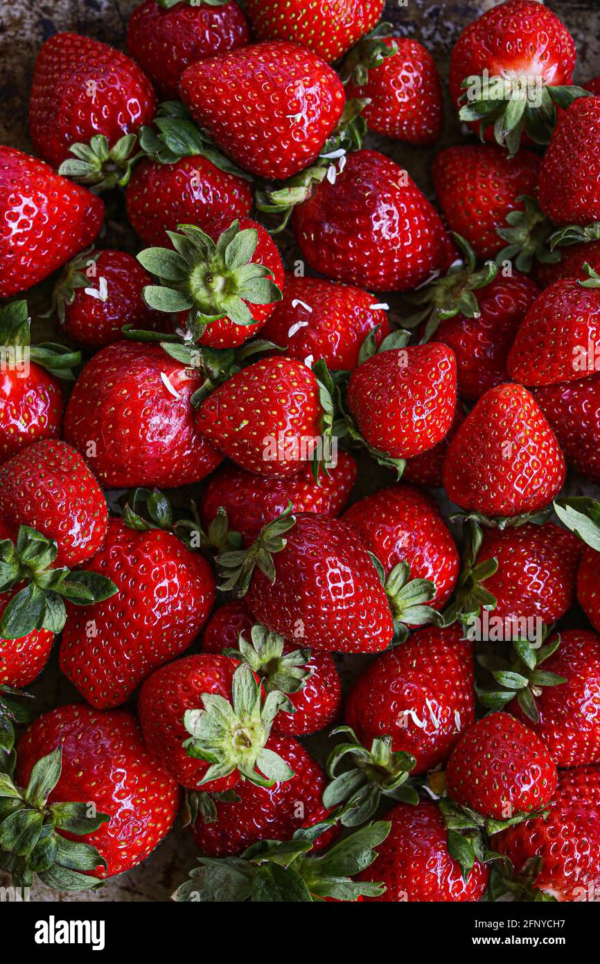 Strawberries top view Stock Photo