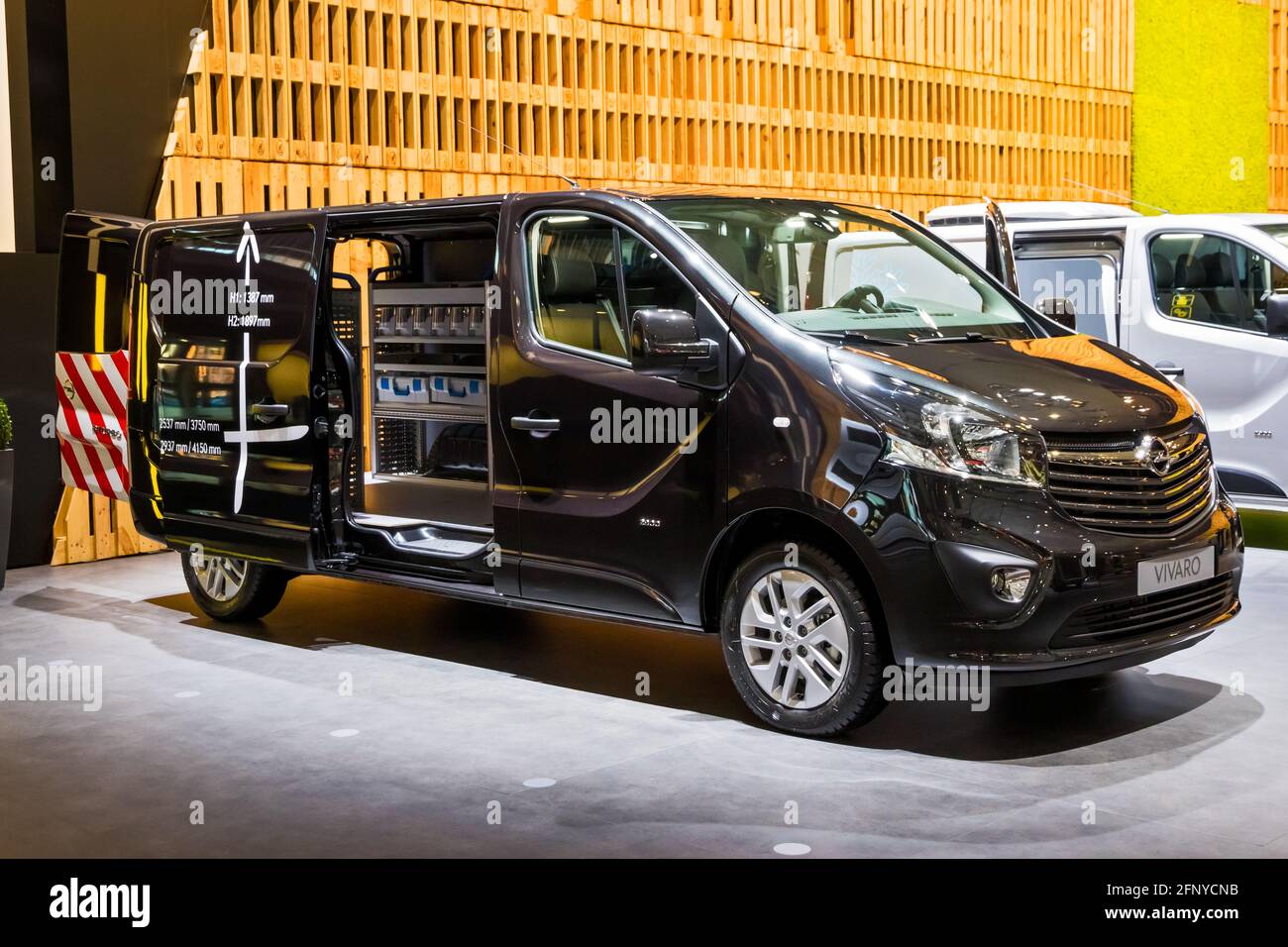 Opel Vivaro commercial van showcased at the Brussels Expo Autosalon motor  show. Belgium - January 19, 2017 Stock Photo - Alamy
