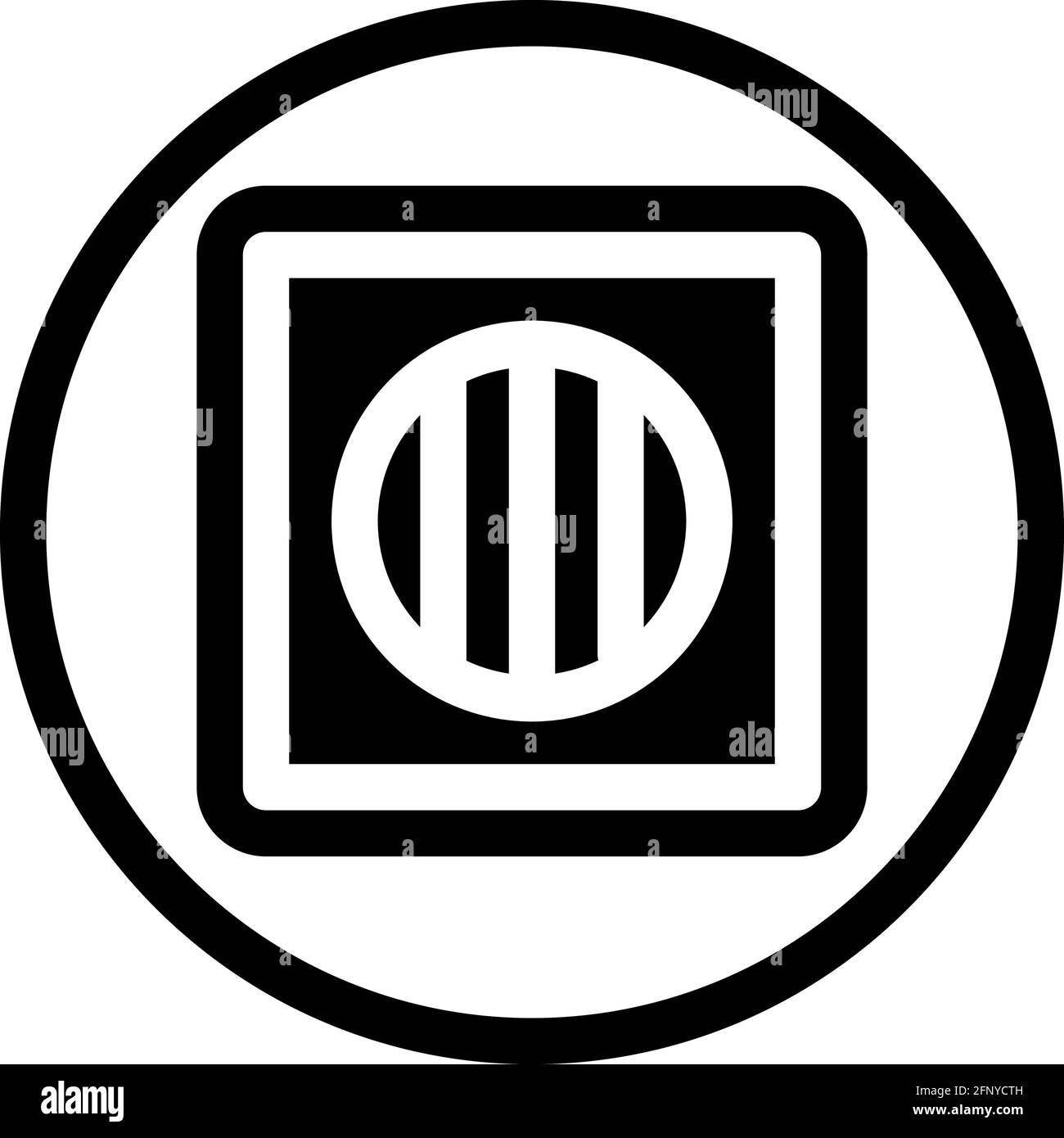 Outdoor unit icon in flat design with black color and outline on a line circle background. Stock Vector