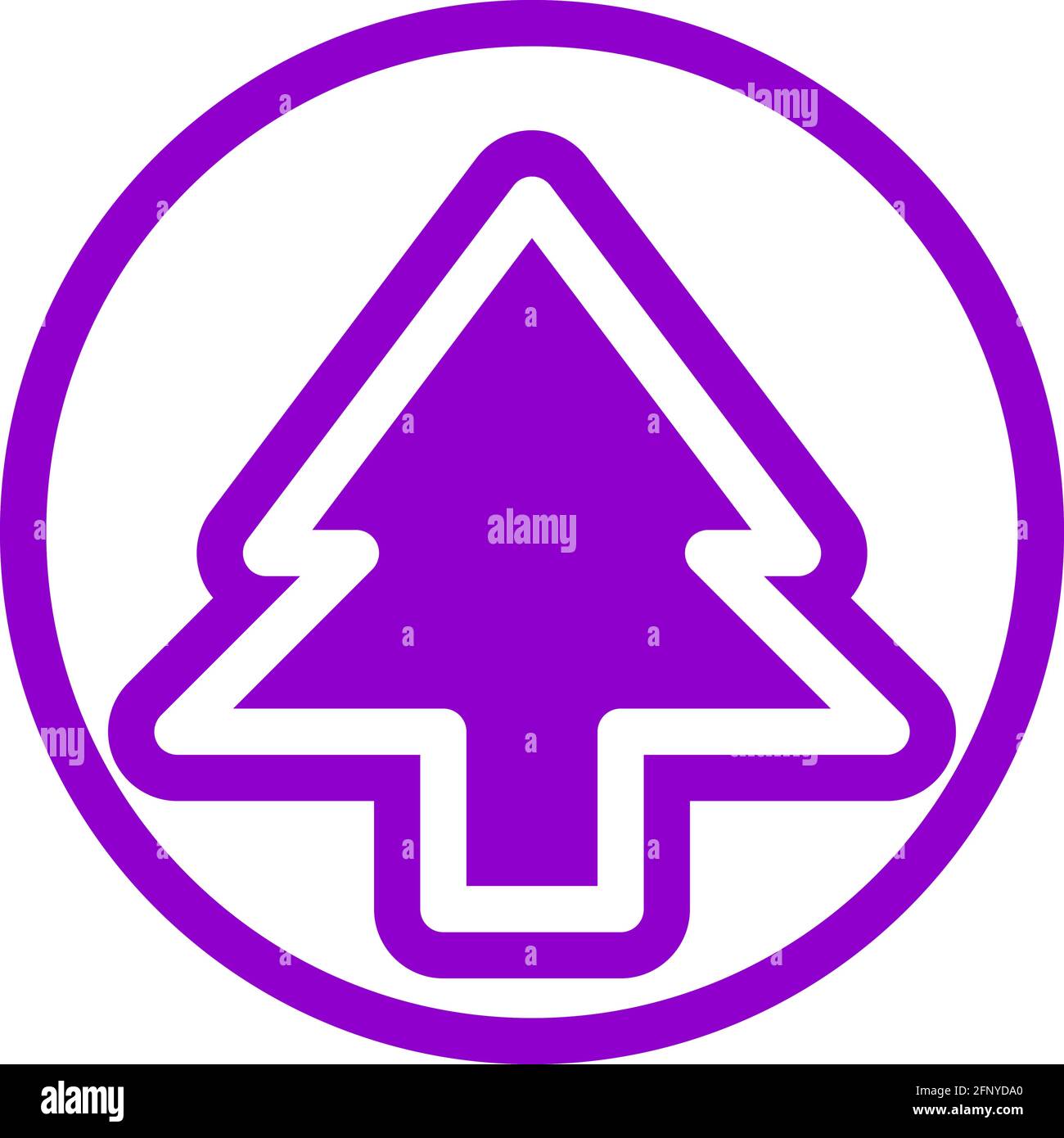 Sharp tree icon in flat design with purple color and outline on a line ...