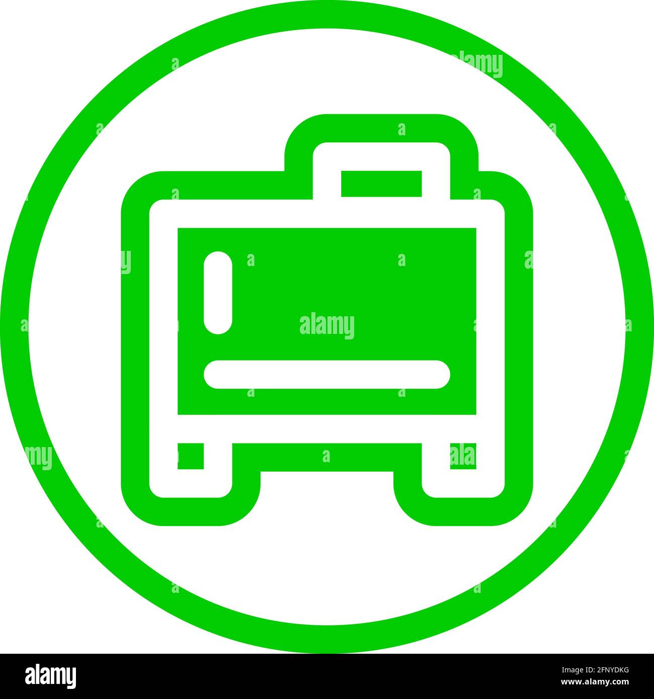 Water storage icon in flat design with green color and outline on a line circle background. Stock Vector