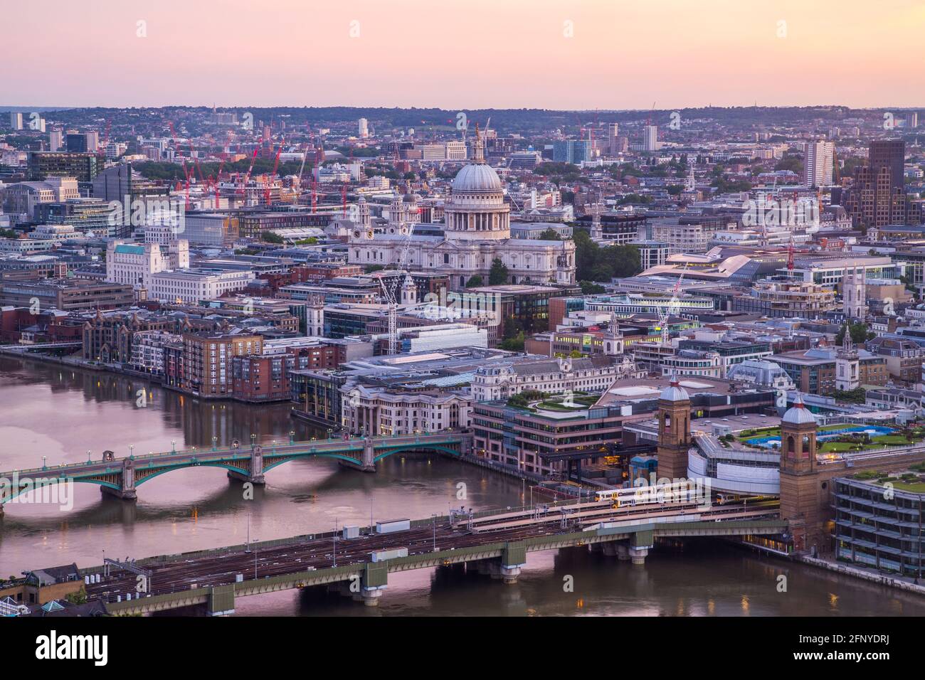 St Pauls Cathedral and the London skyline in the morning Stock Photo