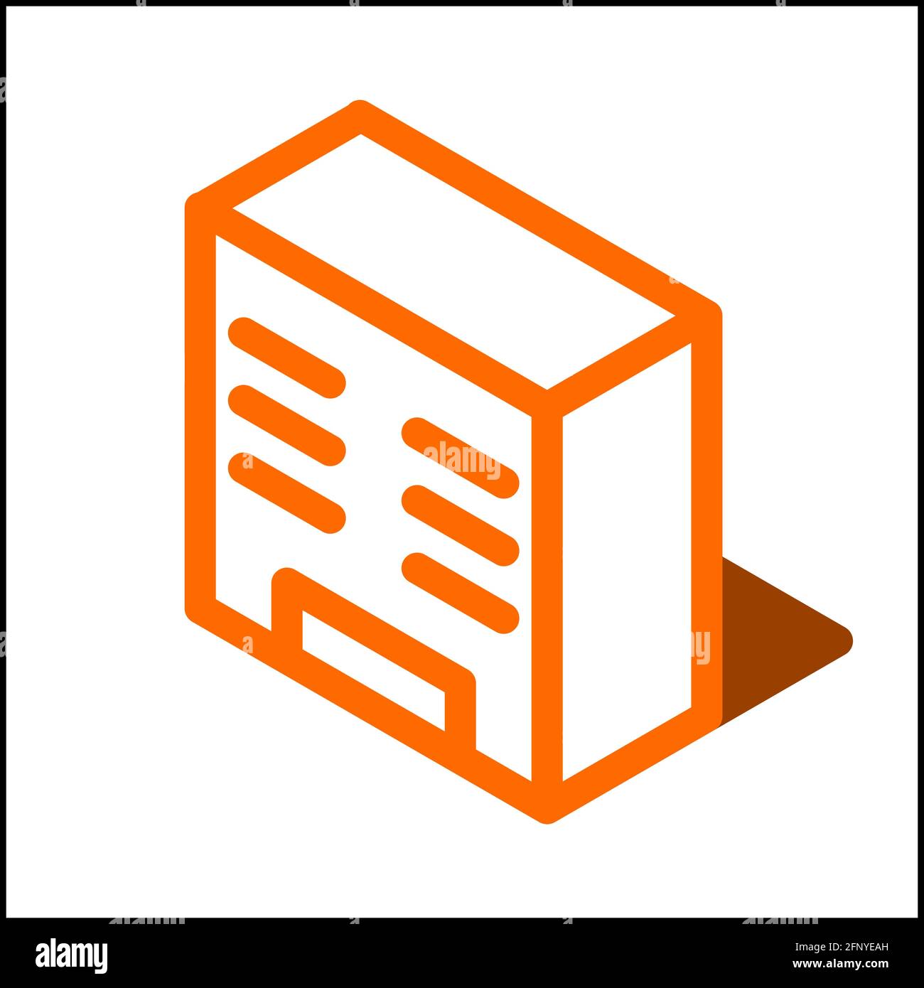 Big building icon in isometric flat design with orange color and shape ...