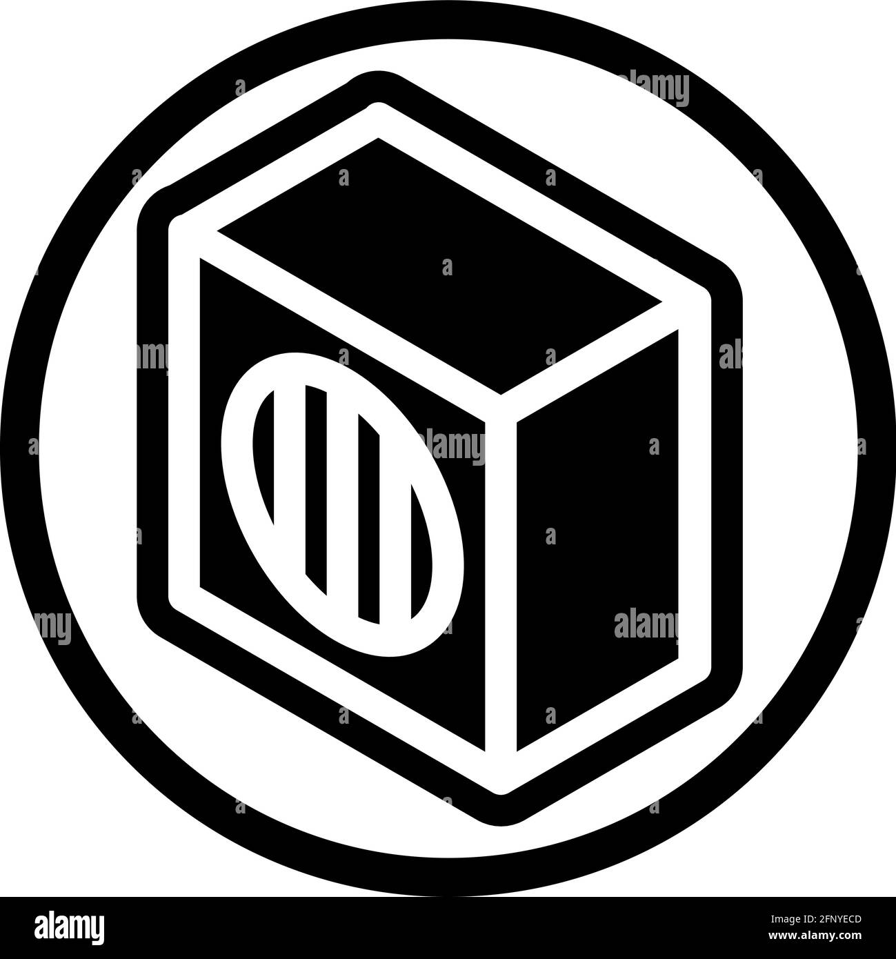 Outdoor unit icon in isometric flat design with black color and outline on a line circle background. Stock Vector