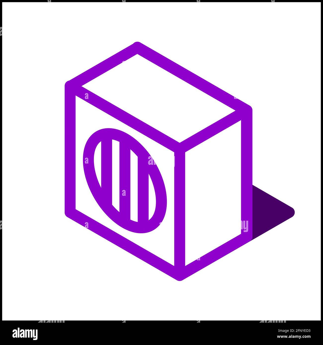 Outdoor unit icon in isometric flat design with purple color and shape of a shadow. Stock Vector