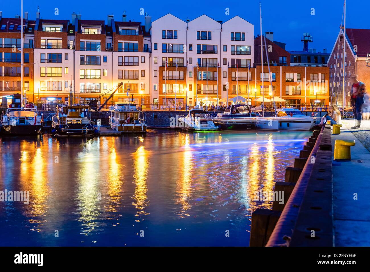 View of Night view on new residential and apartment buildings build in a ...
