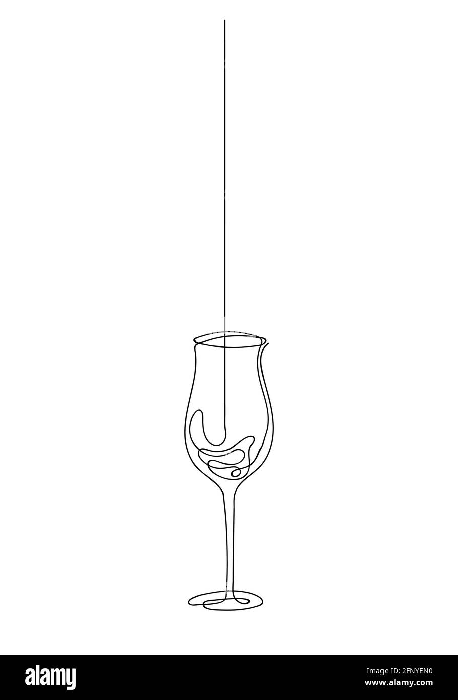 Сontinuous One Line Wine Glass. Simple Hand Drawing , Drinks To Go Theme, Line  Art Illustration Stock Photo - Alamy