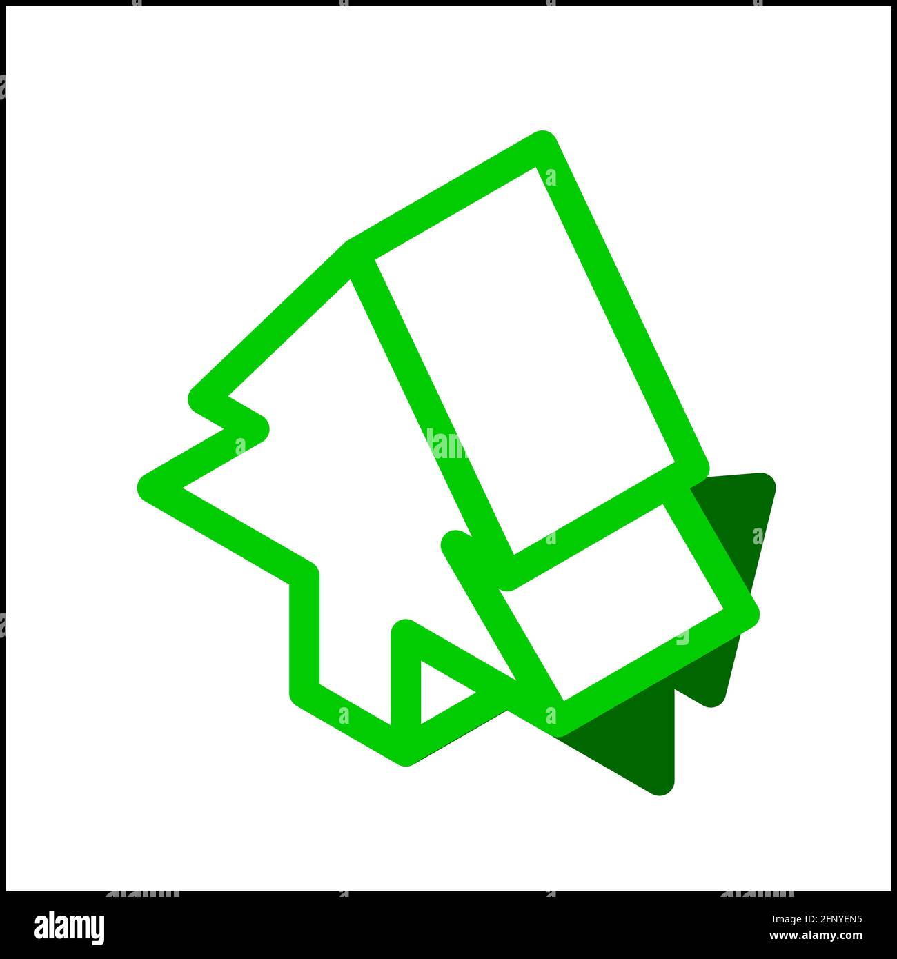 Sharp tree icon in isometric flat design with green color and shape of ...