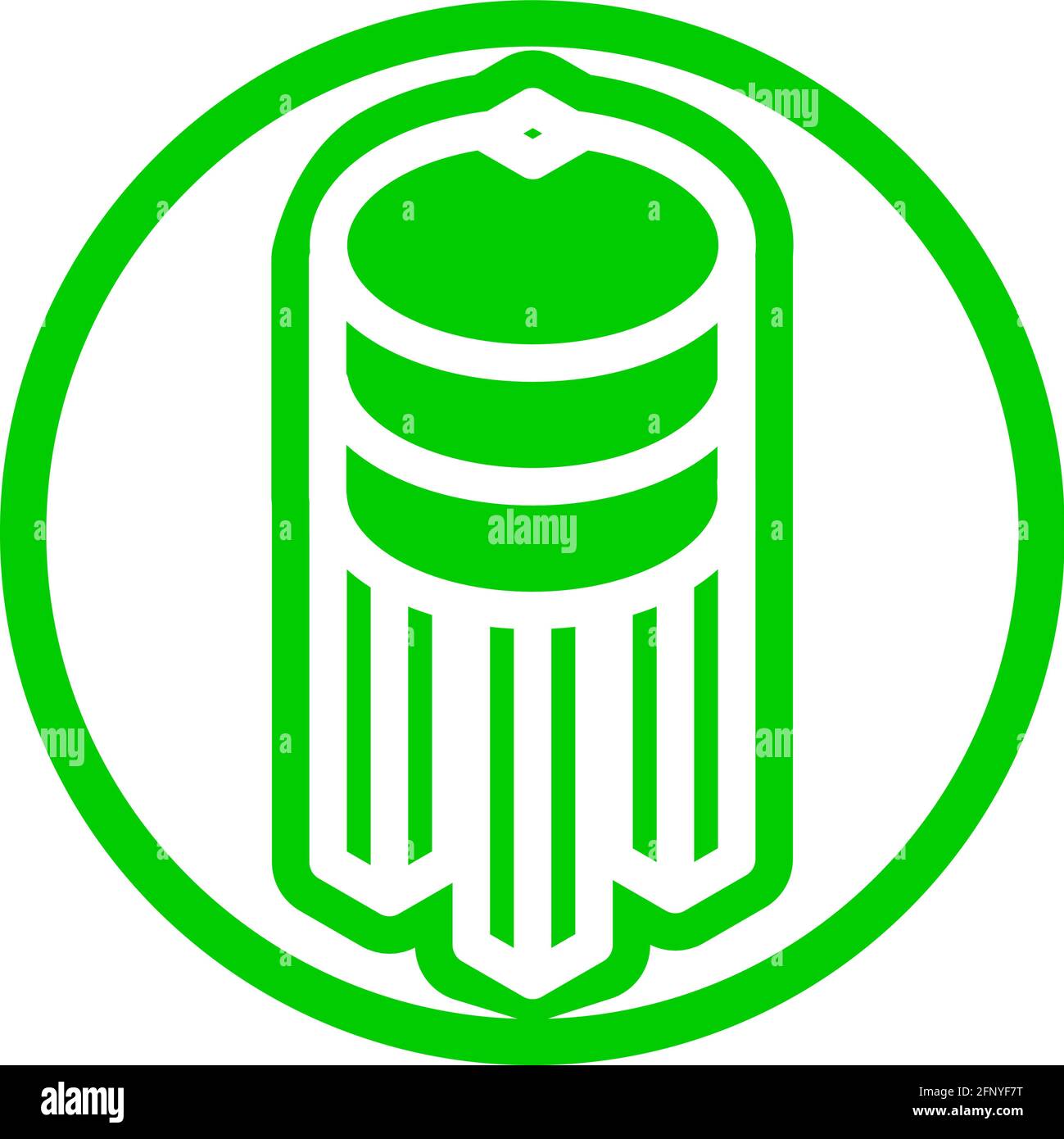 Water tower icon in isometric flat design with green color and outline ...