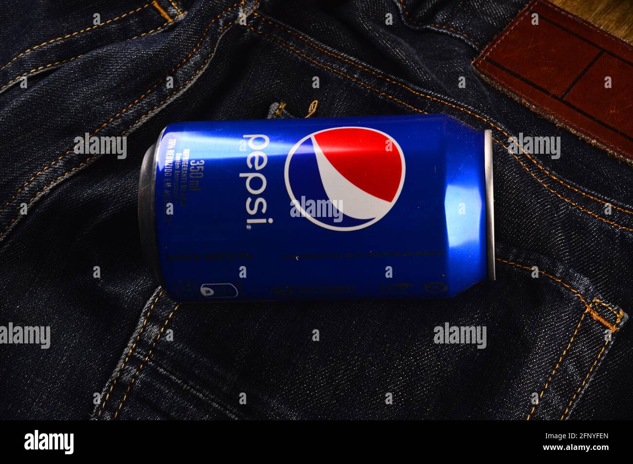 Pepsi soda can on the table Stock Photo - Alamy