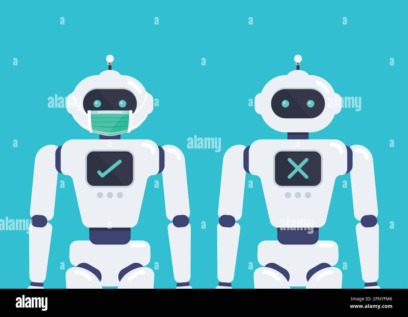 No entry without face mask. Android Robot wearing a protective medical mask  for prevent virus Covid-19. Vector illustration Stock Vector Image & Art -  Alamy