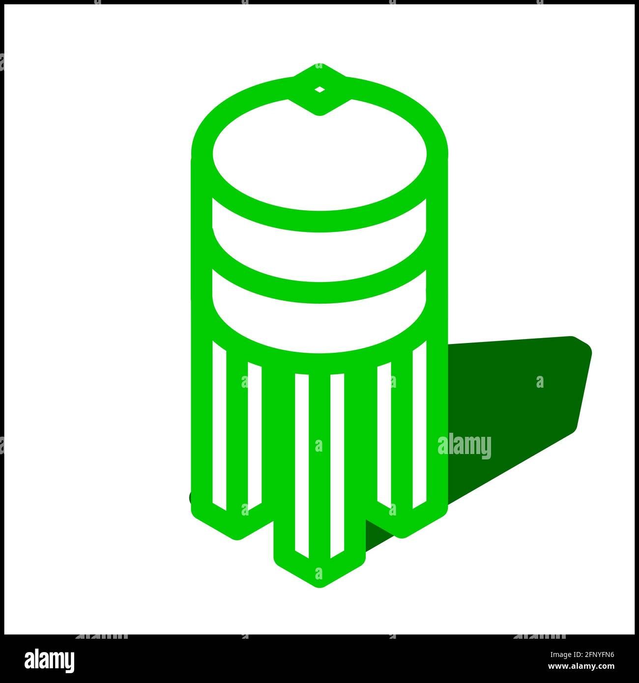 Water tower icon in isometric flat design with green color and shape of ...