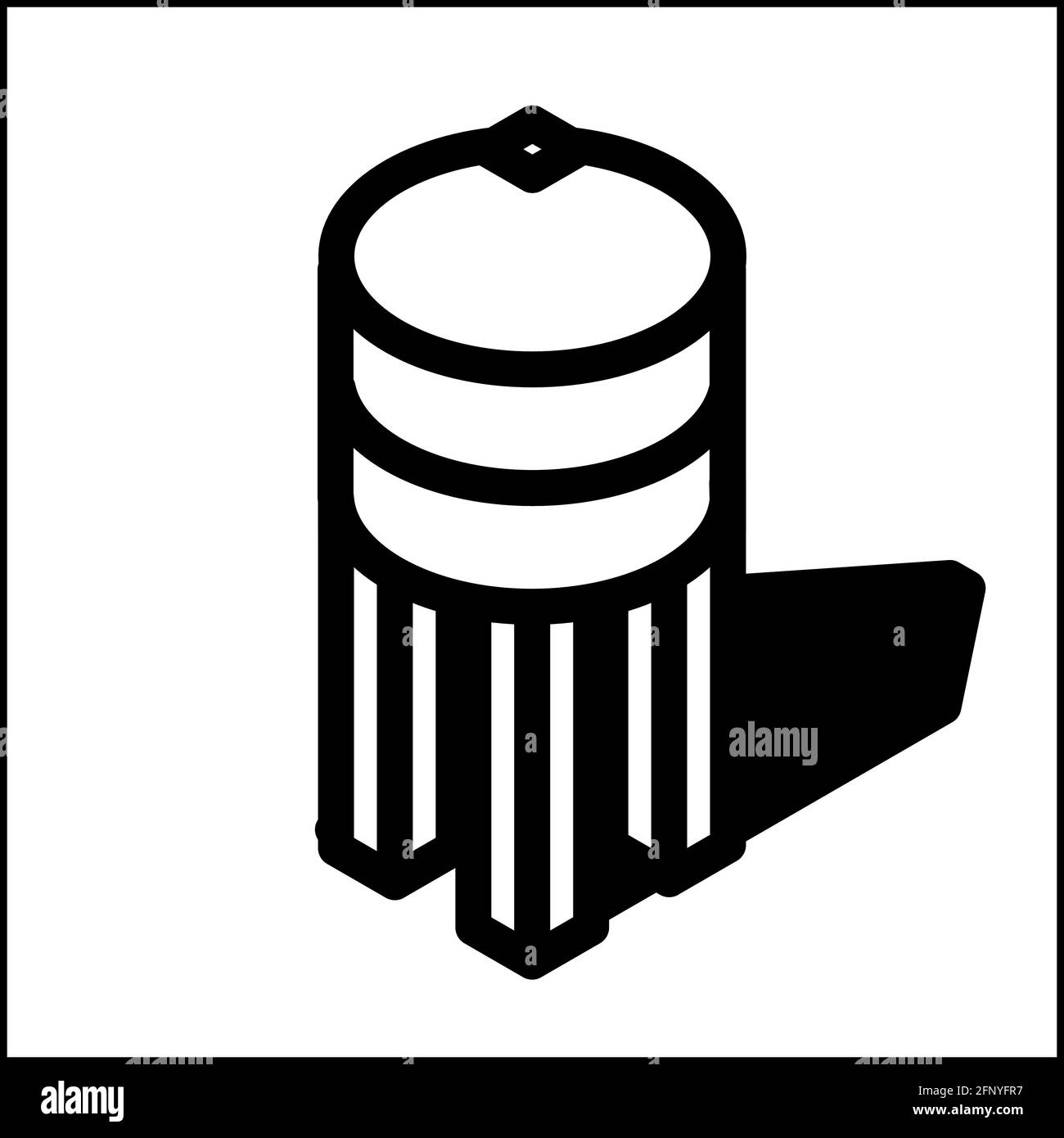 Water tower icon in isometric flat design with black color and shape of ...