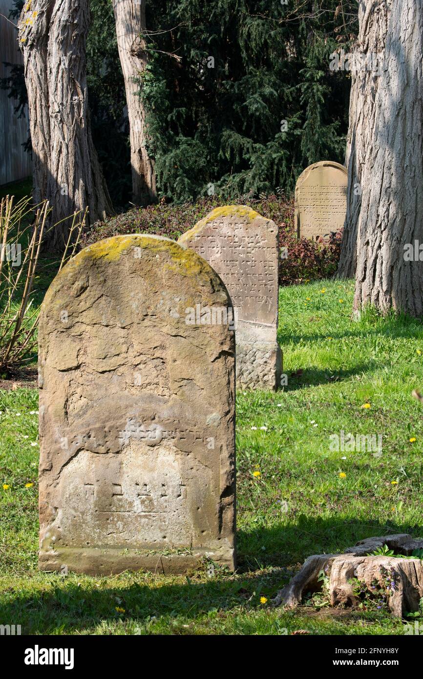 Erftstadt, Ortsteil Lechenich, Alter jüdischer Friedhof mit Grabsteinen Stock Photo