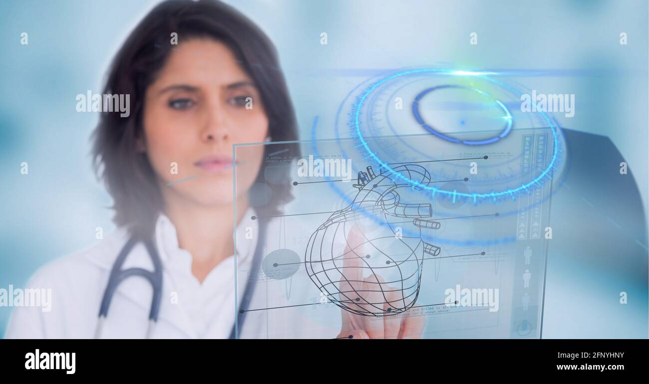 Digital interface with medical data processing against female doctor ...