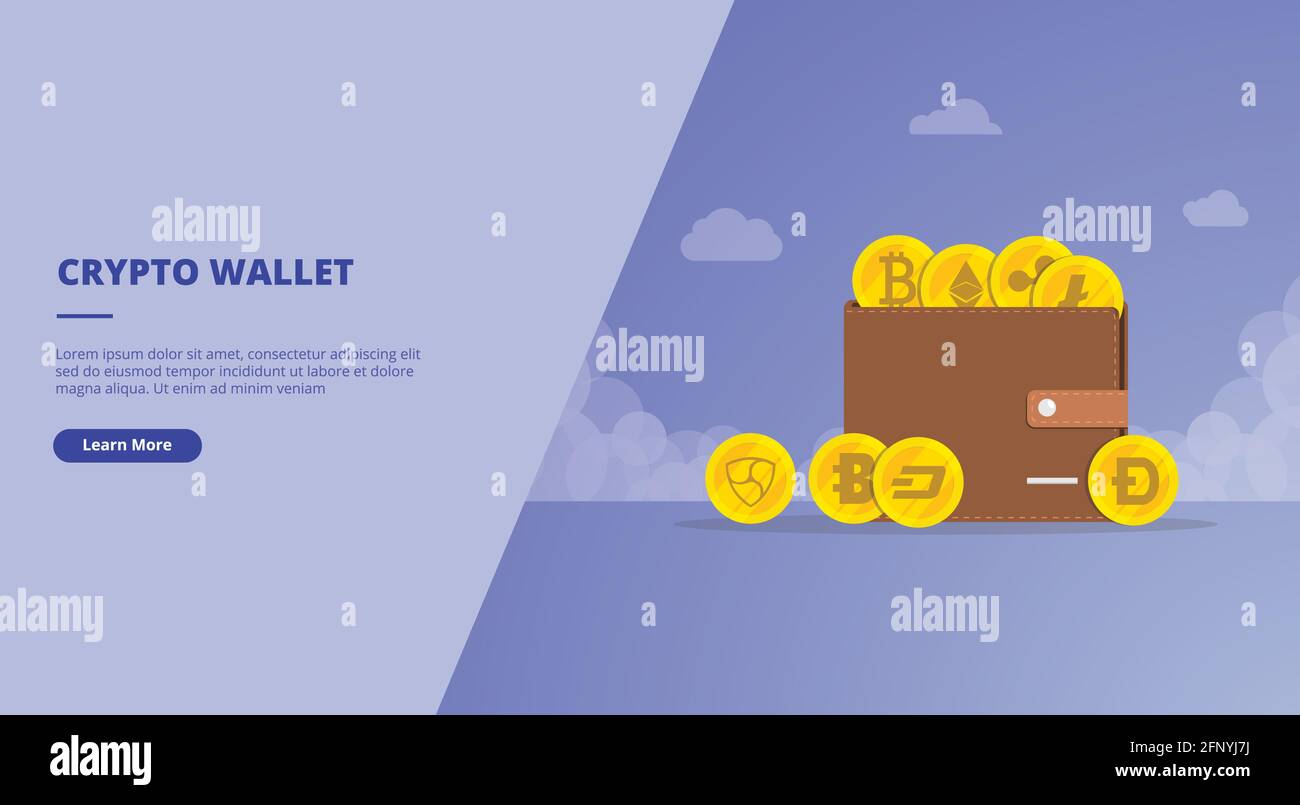 crypto wallet or digital cryptocurrency money for website design template  banner or slide presentation cover vector illustration Stock Photo - Alamy