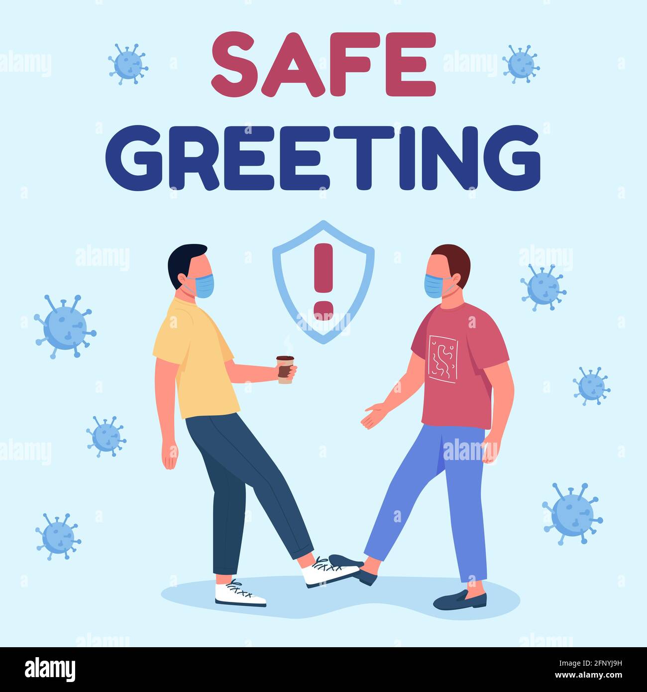 Touch-free salutations social media post mockup Stock Vector