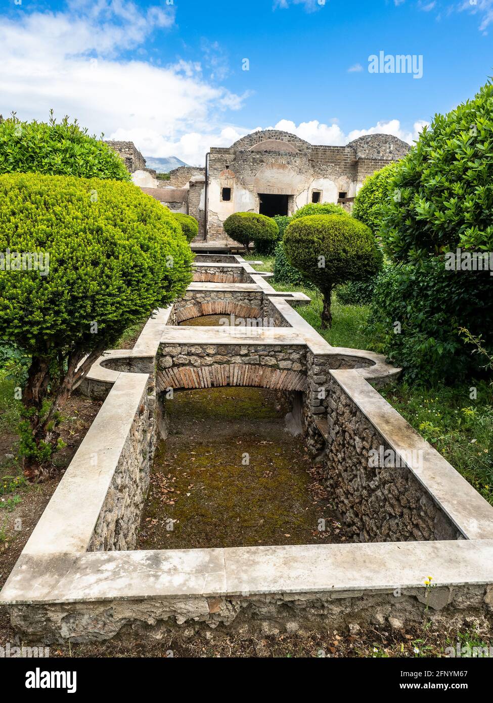 Praedia of Giulia Felice - The large complex of properties of Giulia Felice is implemented at the end of the 1st century BC following the incorporation of previous buildings into a single building complex set as an 'urban villa' - Pompeii archaeological site, Italy Stock Photo