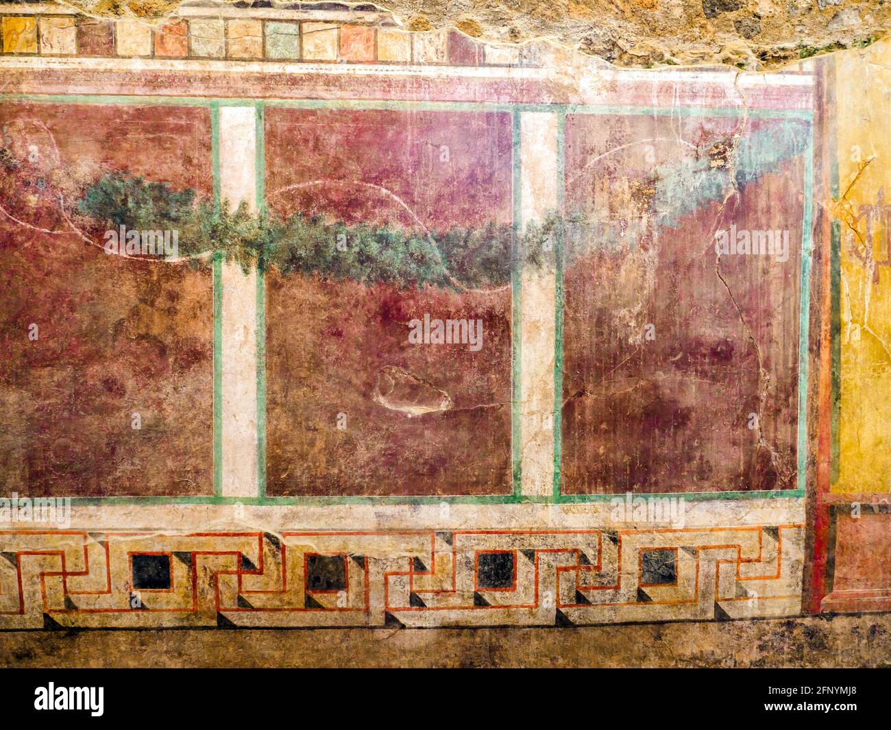 Fresco decorated walls in the House of the Cryptoporticus (Casa del Criptoportico) - Pompeii archaeological site, Italy Stock Photo