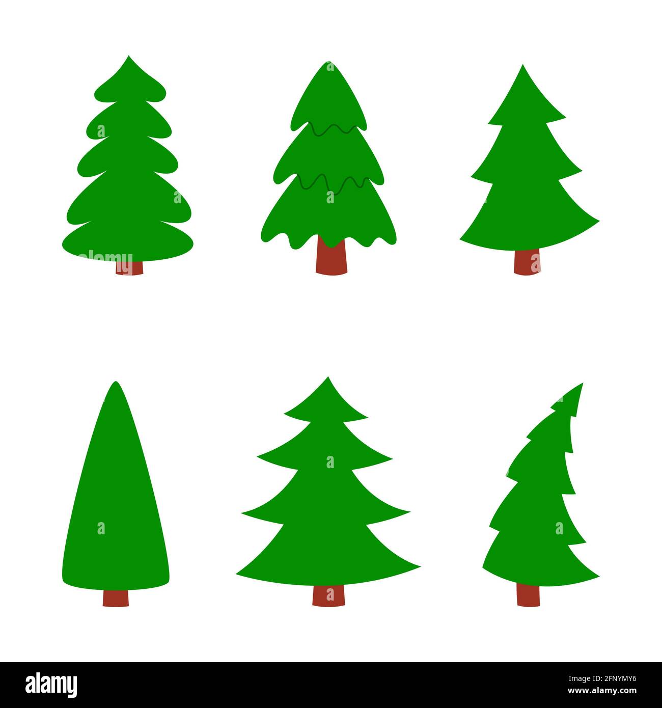 Christmas trees on white isolated background, set. illustration Stock ...