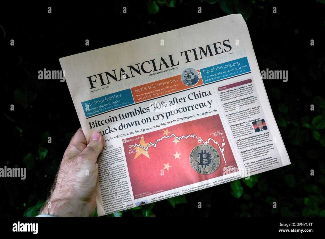 bitcoin reporting down Financial Times newspaper with headline breaking  news Stock Photo - Alamy