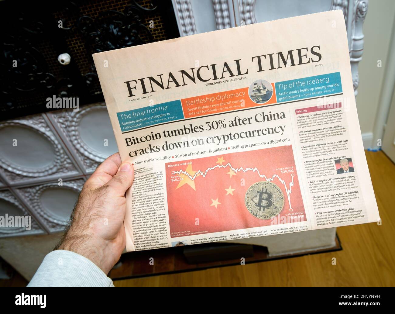 bitcoin reporting down Financial Times newspaper with headline breaking news  Stock Photo - Alamy