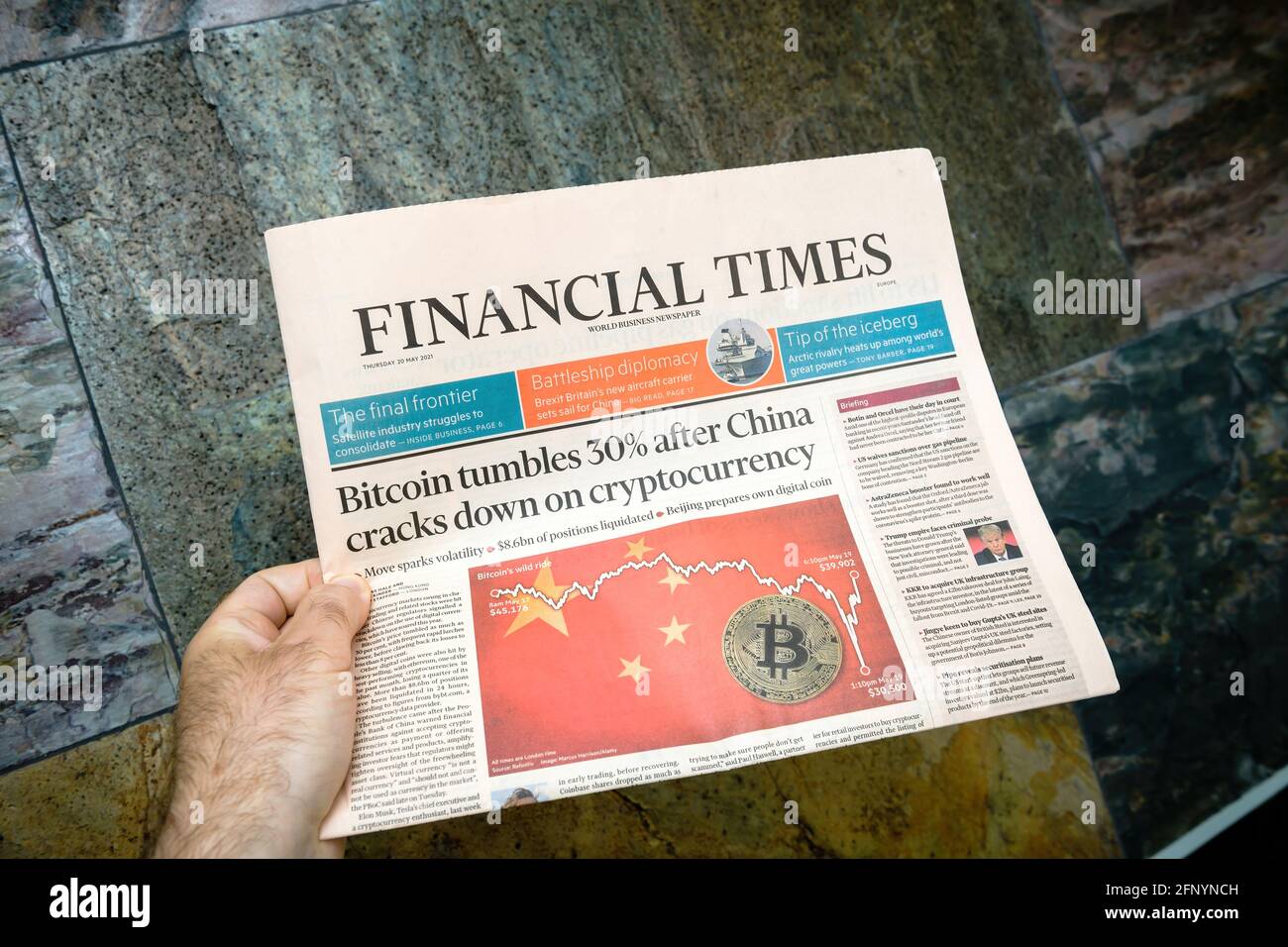 bitcoin reporting down Financial Times newspaper with headline breaking news  Stock Photo - Alamy