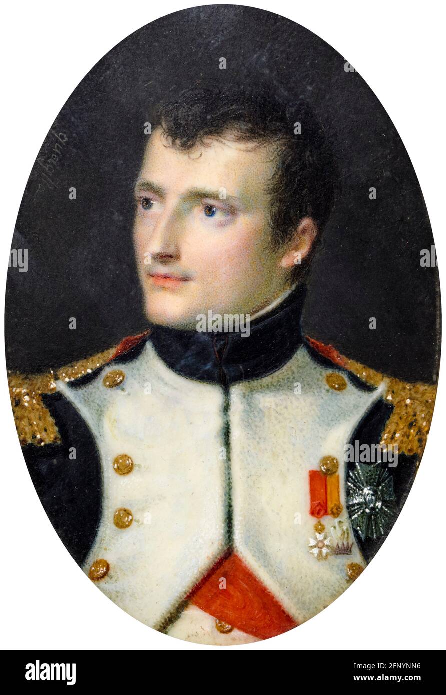 Napoléon Bonaparte (1769-1821), Emperor of France as Napoleon Bonaparte I, portrait miniature by Ferdinand Quaglia, 1805-1806 Stock Photo