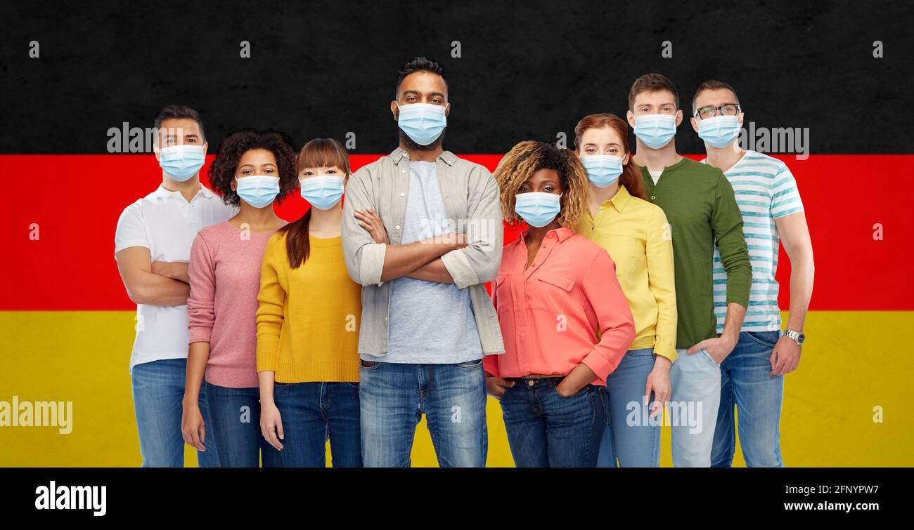 people in medical masks for protection from virus Stock Photo