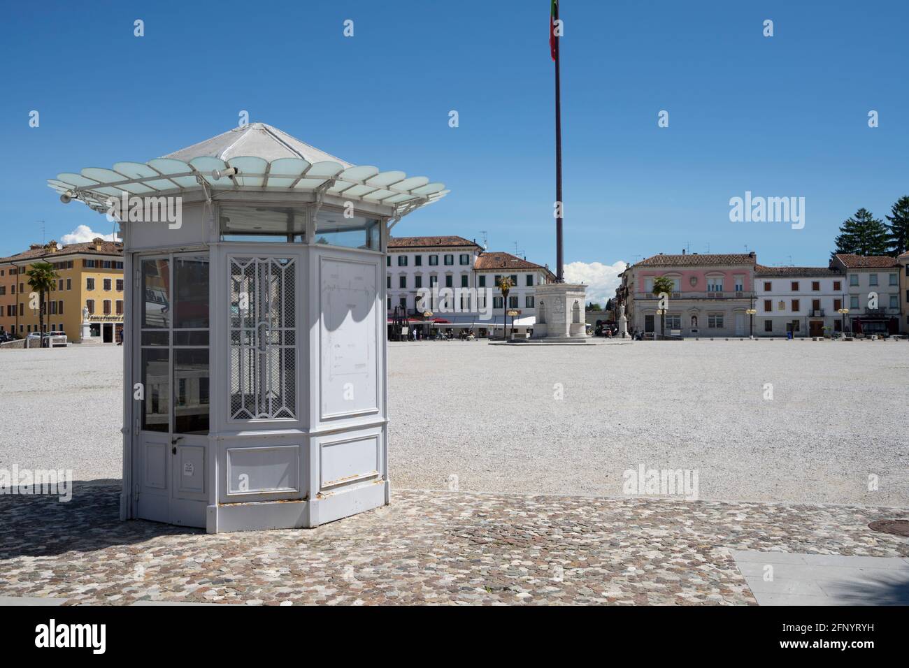 Palmanova, Italy. May 18, 2021.  An old little house for sharing and the free exchange of books in the main square of the city Stock Photo