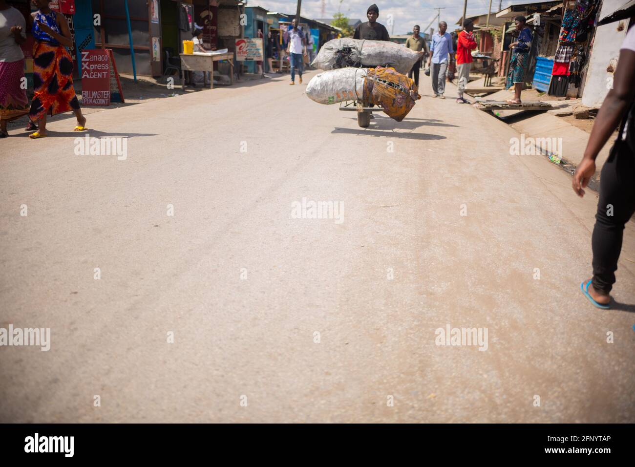 Lusaka, Kalingalinga, Zambia, 01th may 2021, Zambian people selling charcoal, poor people’s fuel, Stock Photo