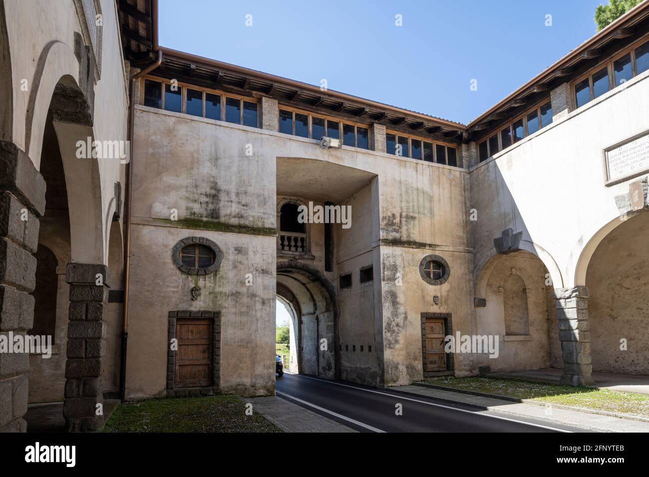 Palmanova, Italy. May 18, 2021.  View of the structure of the ancient Aquileia city gate. Stock Photo