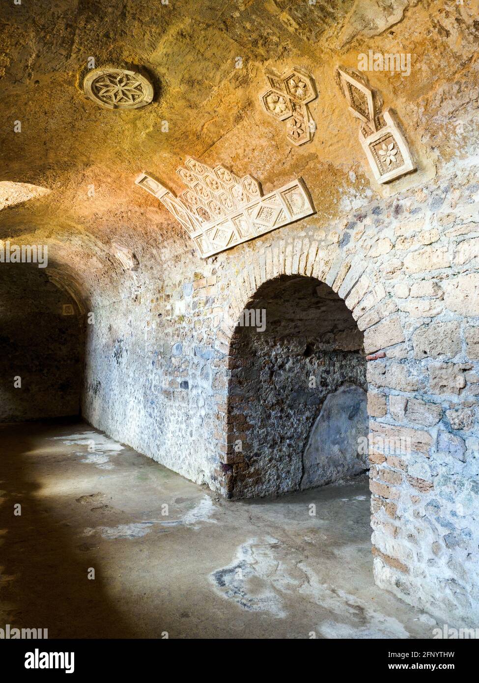 Vault decorated with arches and panels of stucco - House of the Cryptoporticus (Casa del Criptoportico) - Pompeii archaeological site, Italy Stock Photo