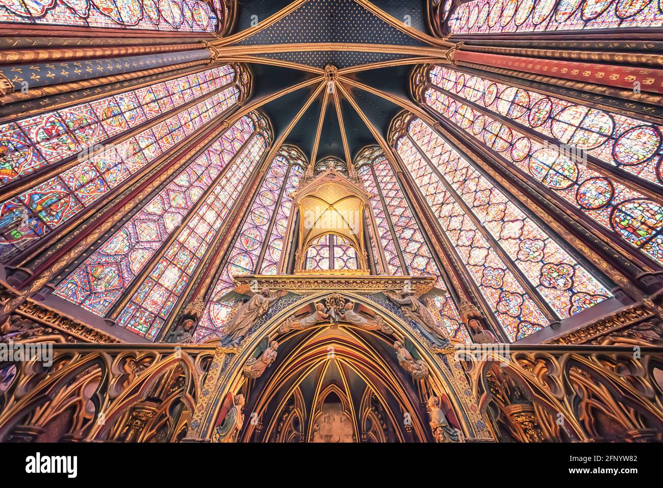 Inside the Sainte-Chapelle in Paris Stock Photo