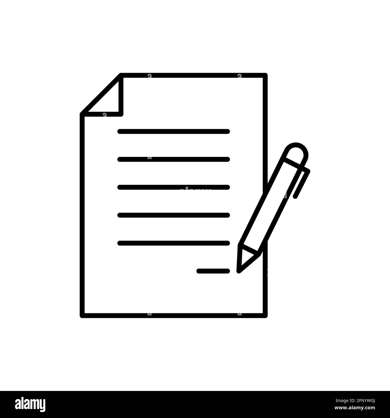 Document line icon. Paper outline symbol. Vector illustration isolated on white Stock Vector