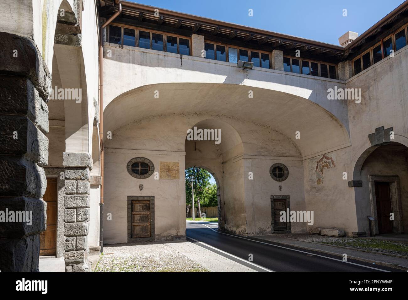 Palmanova, Italy. May 18, 2021.  View of the structure of the ancient Aquileia city gate. Stock Photo