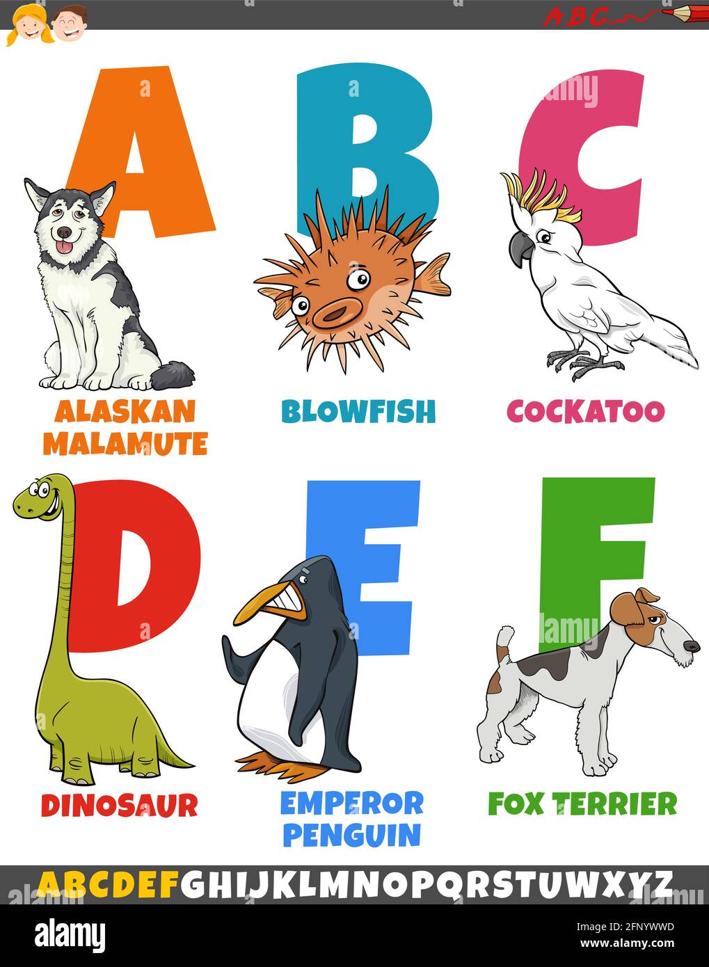 Cartoon illustration of educational colorful alphabet set from letter A to F with animal characters Stock Vector Image & Art - Alamy Cartoon illustration of educational colorful alphabet set from letter A to F with animal characters Stock Vector Image & Art - Alamy