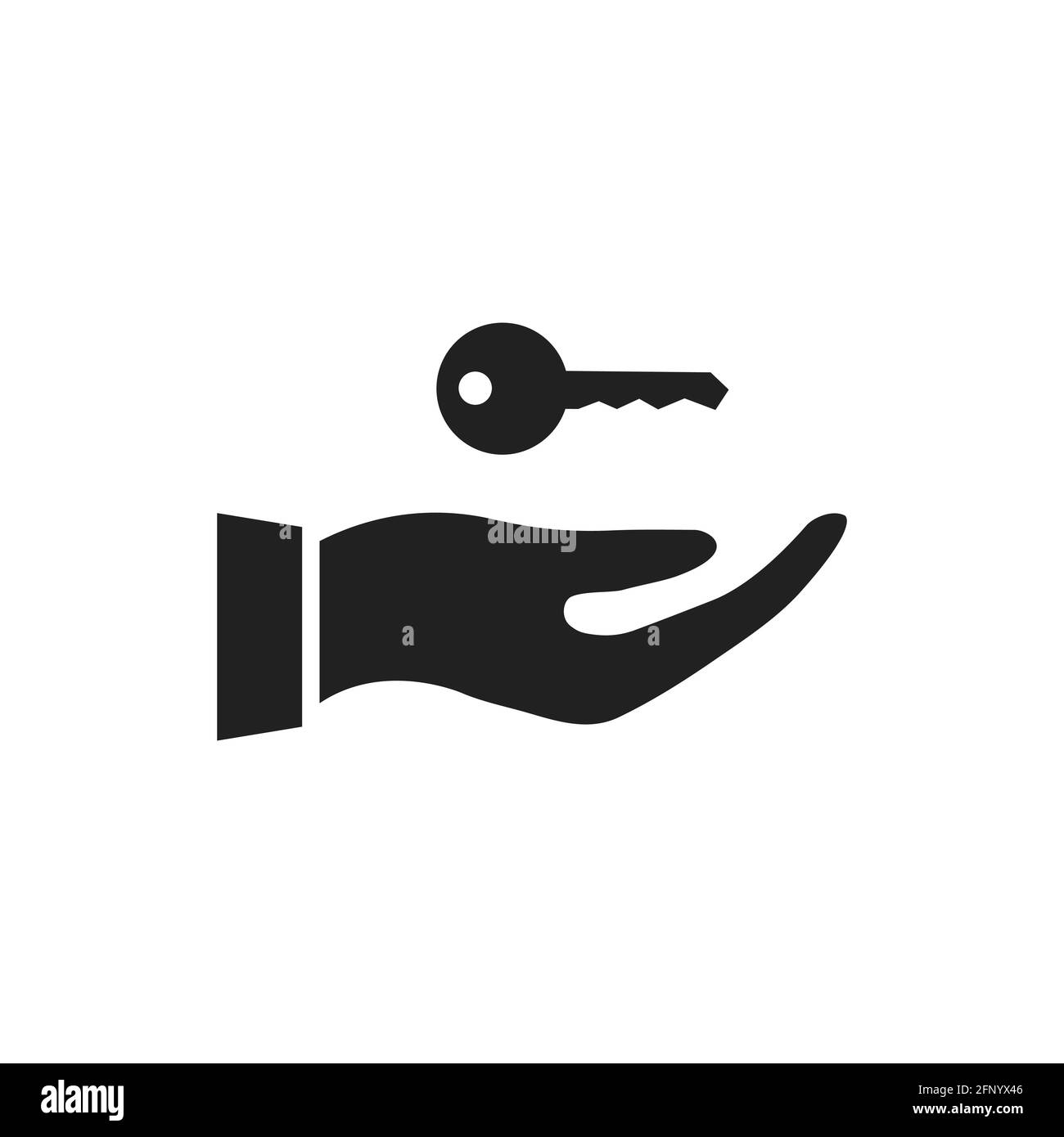 Hand with key. Black silhouette. Open arm and keys. Vector isolated on white Stock Vector